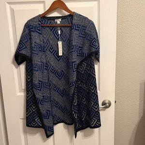 Blue, Black and White Geometric Pattern Women Sweater Vest